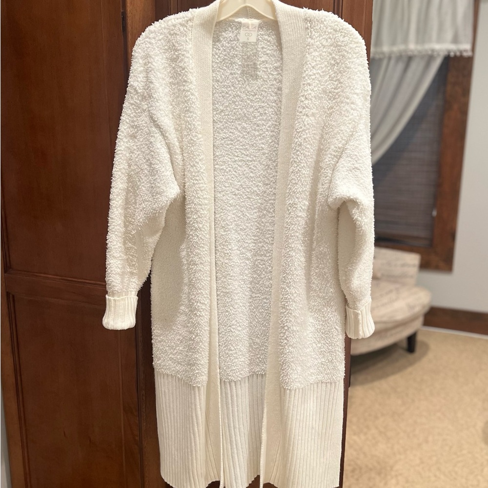 CALIA Cozy White Open-Front Sweater